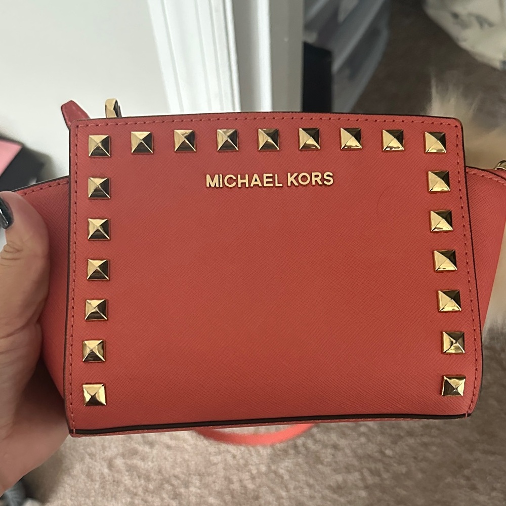 Michael Kors Orange Mini Bag with Gold Accents